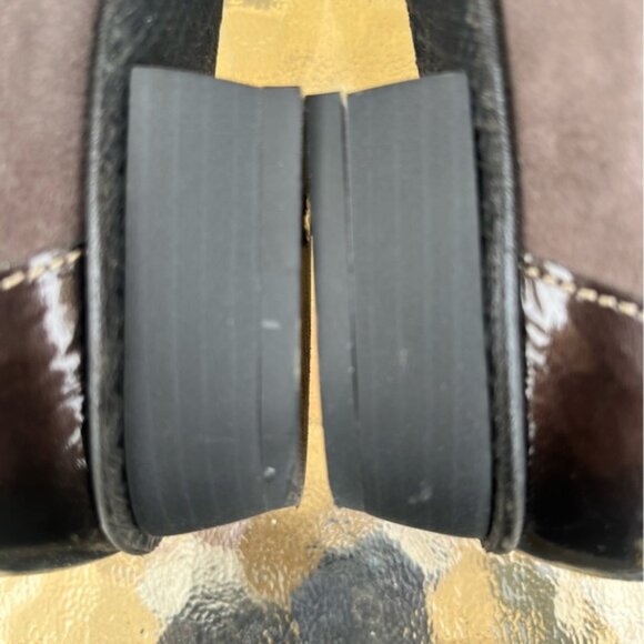 Un Tour En Ville Dark Grey Suede/Espresso Patent Leather Square Toe Slip On Shoe - Picture 14 of 14